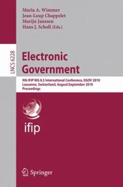 Cover of: Electronic Government 9trh Ifip Wg 85 International Conference Egov 2010 Lausanne Switzerland August 29september 2 2010 Proceedings