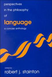 Cover of: Perspectives in the philosophy of language by edited by Robert J. Stainton.