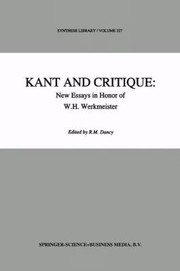 Cover of: Kant and Critique
            
                Synthese Library Paperback