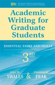 Cover of: Academic Writing For Graduate Students Essential Tasks And Skills