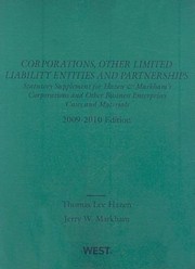 Cover of: Corporations Other Limited Liability Entities And Partnerships 20092010 Statutory Supplement To Corporations And Other Business Enterprises 20092010 Edition by 