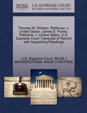 Cover of: Thomas W Whalen Petitioner