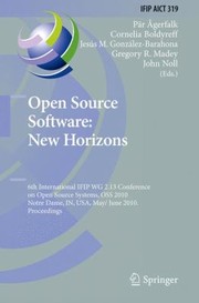 Cover of: Open Source Software New Horizons Proceedings