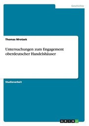 Cover of: Untersuchungen Zum Engagement Oberdeutscher Handelshuser