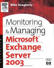 Cover of: Monitoring and Managing Microsoft Exchange Server 2003