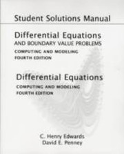 Cover of: Student Solutions Manual For Differential Equations And Boundary Value Problems Computing And Modeling Fourth Edition And Differential Equations Computing And Modeling Fourth Edition