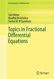 Cover of: Topics In Fractional Differential Equations