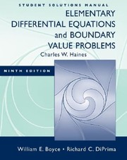 Cover of: Student Solutions Manual to Accompany Boyce Elementary Differential Equations 9e and Elementary Differential Equations W Boundary Value Problems 8e