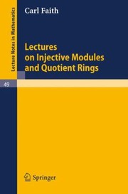 Cover of: Lectures on Injective Modules and Quotient Rings
            
                Lecture Notes in Mathematics