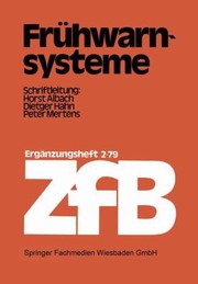 Cover of: Fruhwarnsysteme
            
                Zeitschrift Fur Betriebswirtschaft