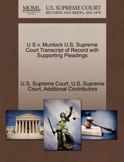 Cover of: U S V Murdock US Supreme Court Transcript of Record with Supporting Pleadings