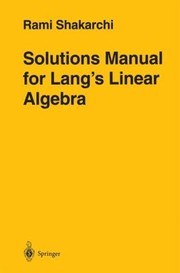 Cover of: Solutions Manual for Langs Linear Algebra by 