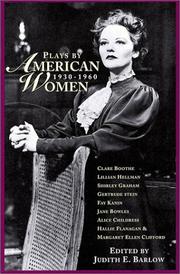 Plays by American women, 1930-1960 by Judith E. Barlow