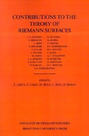 Cover of: Contributions to the Theory of Riemann Surfaces Am30
            
                Annals of Mathematics Studies Paperback by 