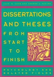 Dissertations and theses from start to finish by John D. Cone