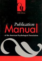 Cover of: Publication Manual of the American Psychological Association, Fifth Edition by American Psychological Association.