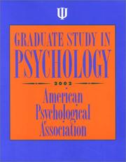 Cover of: Graduate Study in Psychology 2002 (Graduate Study in Psychology, 2002)