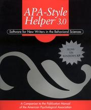 Cover of: APA Style Helper 3.0: Software for New Writers in the Behavioral Sciences (CD-ROM, Individual Version)