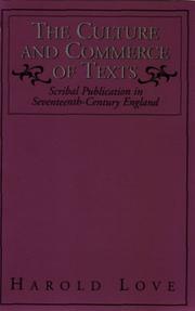 Cover of: The culture and commerce of texts by Love, Harold