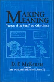 Cover of: Making meaning by Donald Francis McKenzie