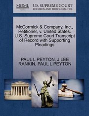 Cover of: McCormick  Company Inc Petitioner V United States US Supreme Court Transcript of Record with Supporting Pleadings