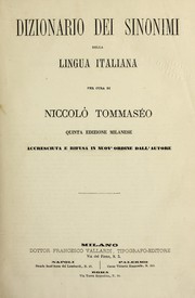Cover of: Dizionario dei sinonimi della lingua italiana ...