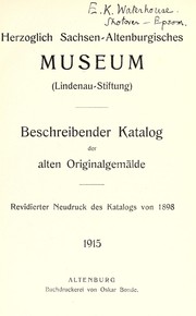 Beschreibender Katalog der alten Originalgemälde by Herzogliches Lindenau-Museum zu Altenburg