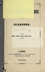 Cover of: Le fondateur d'Icarie aux Icariens ...
