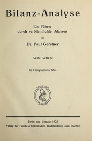Cover of: Bilanz-analyse: ein Fu hrer durch vero ffentlichte Bilanzen