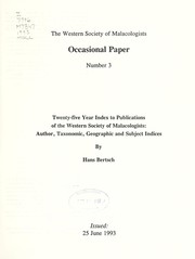 Twenty-five year index to publications of the Western Society of Malacologists by Hans Bertsch