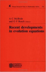 Cover of: Recent Developments In Evolution Equations