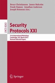Cover of: Security Protocols
            
                Lecture Notes in Computer Science  Security and Cryptology by 