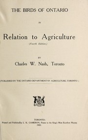 Cover of: The birds of Ontario in relation to agriculture by Charles W. Nash