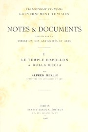 Cover of: Le temple d'Apollon à Bulla Regia by A. Merlin