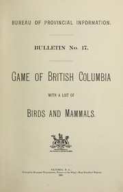 Cover of: Game of British Columbia by British Columbia. Bureau of Provincial Information.