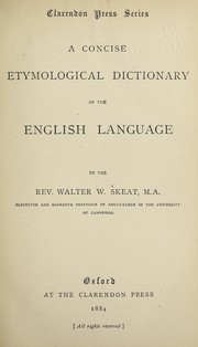 Cover of: A concise etymological dictionary of the English language