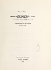 Cover of: Creating CANIND71: procedures for making the 1871 census machine-readable