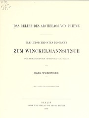 Cover of: Das Relief des Archelaos von Priene by Carl Watzinger
