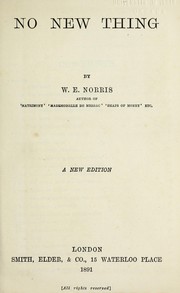Cover of: No new thing by William Edward Norris