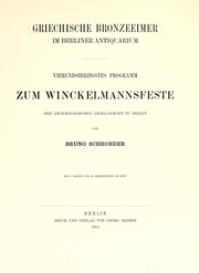 Cover of: Griechische Bronzeeimer im Berliner Antiquarium by Bruno Schröder
