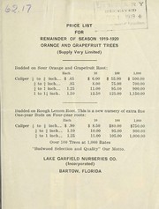 Price list for remainder of season 1919-1920 by Lake Garfield Nurseries Company