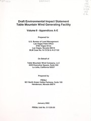 Cover of: Draft environmental impact statement: Table Mountain wind generating facility