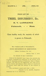 Cover of: Price list of trees, shrubbery, etc by H.V. Lawrence (Falmouth, Mass.)