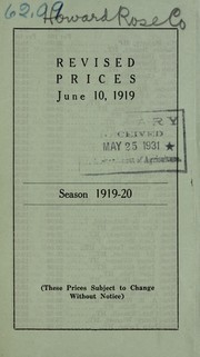 Cover of: Revised prices: season 1919-20