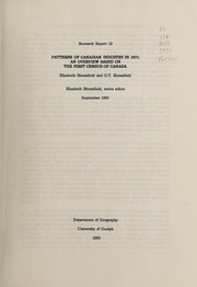 Cover of: Patterns of Canadian industry in 1871: an overview based on the first census of Canada