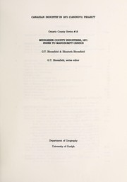 Cover of: Middlesex County industries, 1871 by G. T. Bloomfield