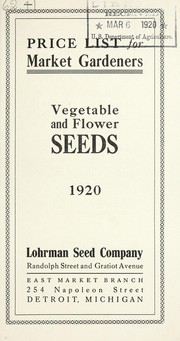 Cover of: Price list for market gardeners: vegetable and flower seeds 1920