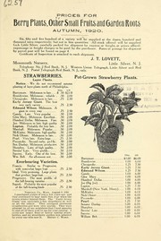 Cover of: Prices for berry plants, other small fruits and garden roots: autumn, 1920