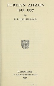 Cover of: Foreign affairs, 1919-1937 by Eugène Lewis Hasluck