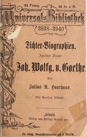 Cover of: Johann Wolfgang v. Goethe by Julius R. Haarhaus